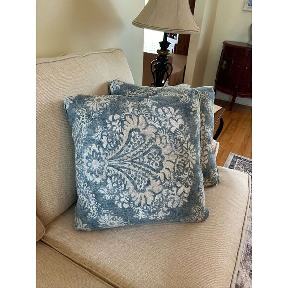 Alexandra Denim Square Pillows - Picture 1 of 8